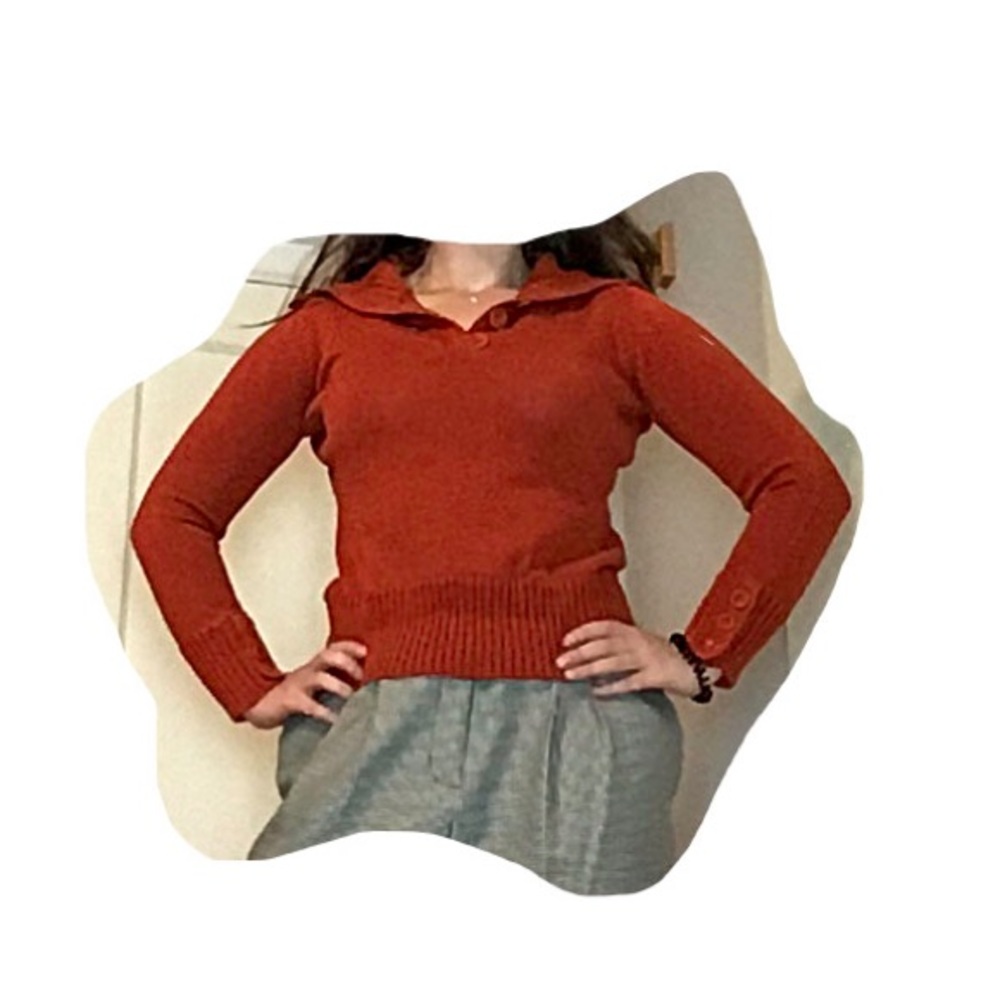 Vintage Orange Wide Collar Sweater